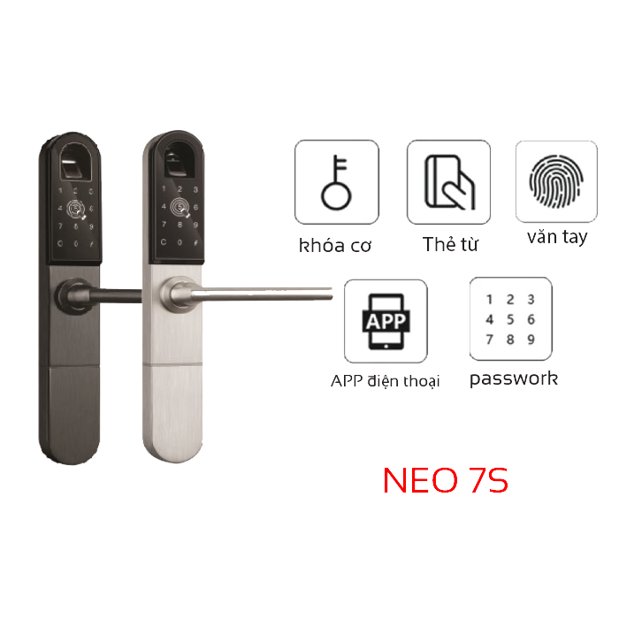 Khóa điện tử thông minh cao cấp NeO7S cho cửa nhôm Xingfa